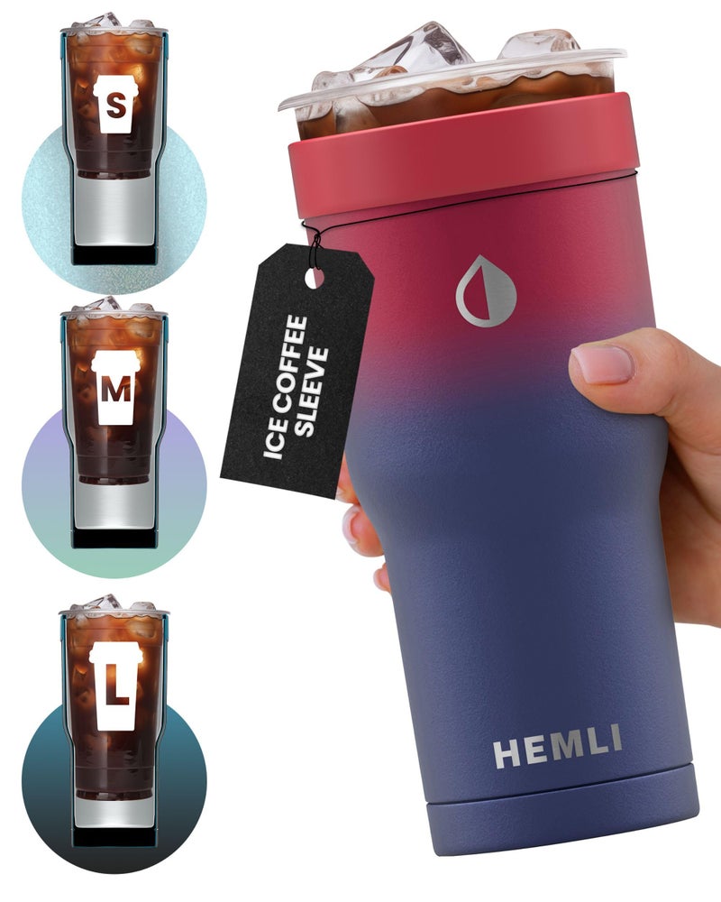 HEMLI Universal Ice Coffee Sleeve Insulator  Insulated Iced Coffee Holder To Go Insulated Cup Holder for Starbucks Dunkin Donuts McDonalds Reusable Coffee Sleeve