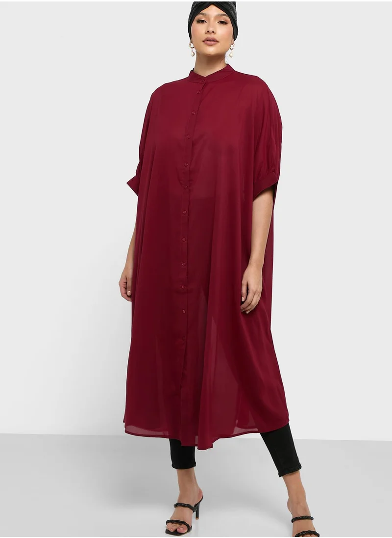 Khizana Longline Button Down Tunic Dress