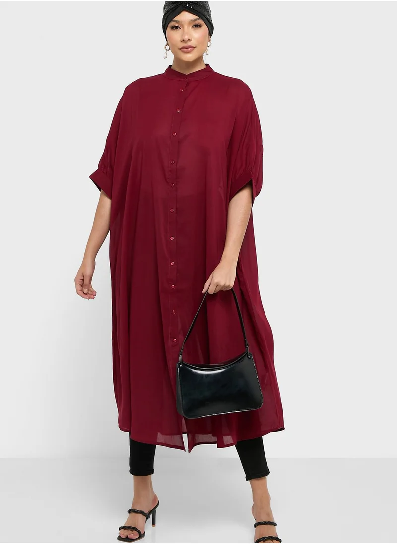 Khizana Longline Button Down Tunic Dress