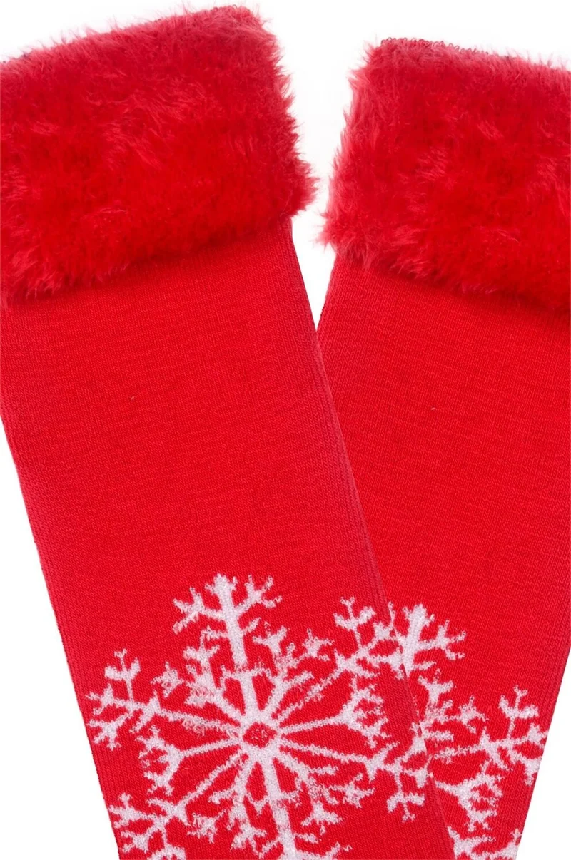 Mem Socks 4-Piece Snowflake Patterned Anti-Slip Towel Children's Socks