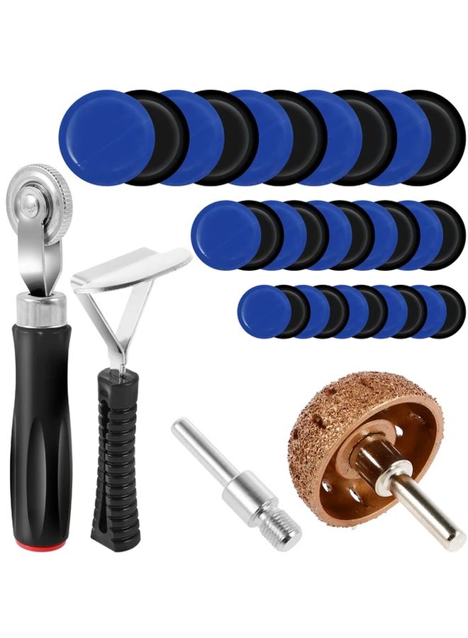 Mix Color 33 Pcs Heavy Duty Tire Repair Patch Kit With Roller Scraper For Car Truck Tractor Bike - Image 1