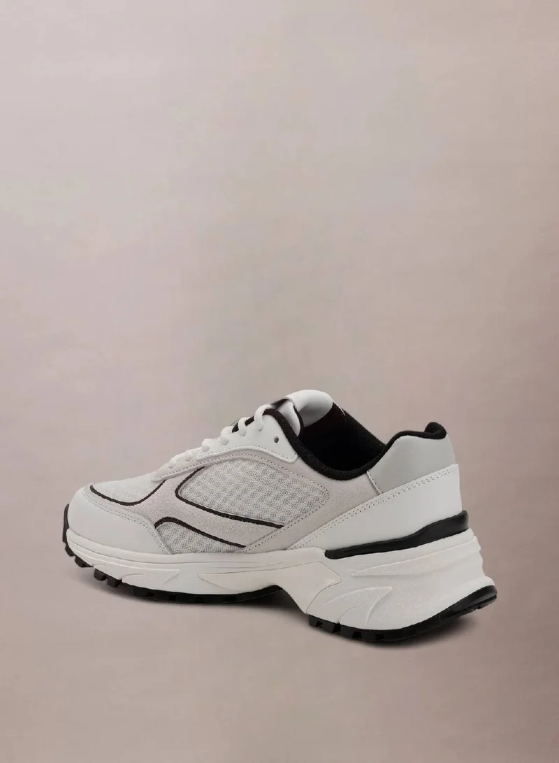 Calvin Klein Jeans Bright White/Black Hike Runner Mesh Trainers for Women | Best Price UAE