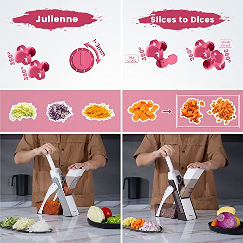 SupMaKin Safe Mandoline Slicer for Kitchen, Vegetable Food Potato Chip Slicer Maual Adjustable Thickness, Chopping Artifact Fast Veggie Salad Chopper Cook Meal Prep - Image 4