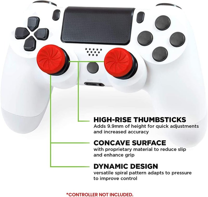 neotimely FPS Freek Inferno for Playstation 4 (PS4) and Playstation 5 (PS5) Controller, FPS Freek Galaxy Performance Thumbsticks for Nintendo Switch, Galaxy Themed Thumbstick Covers (2 High-Rise Concave, Red) - Image 2