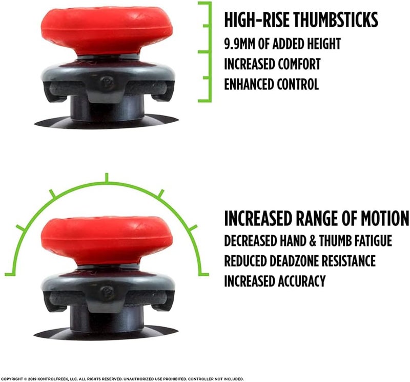 neotimely FPS Freek Inferno for Playstation 4 (PS4) and Playstation 5 (PS5) Controller, FPS Freek Galaxy Performance Thumbsticks for Nintendo Switch, Galaxy Themed Thumbstick Covers (2 High-Rise Concave, Red) - Image 3
