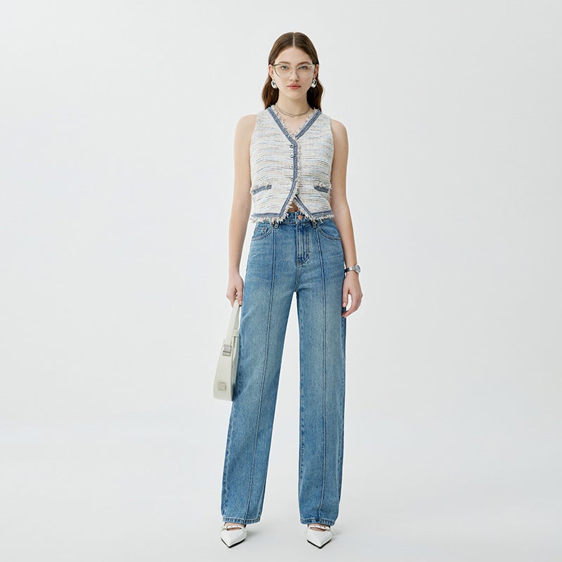 Cool Meipai & High-End Narrow Loose Jeans Women'S 2024 Summer Women'S High Waist Straight Leg Pants Elegant Wide Leg Long - Image 4