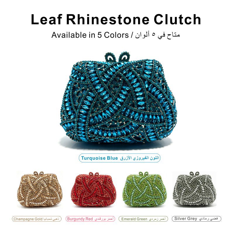 Elegant Crystal Studded Evening Clutch Bag, Classic Metal Frame Formal Party Handbag Women Dinner Wedding Purse - Image 5