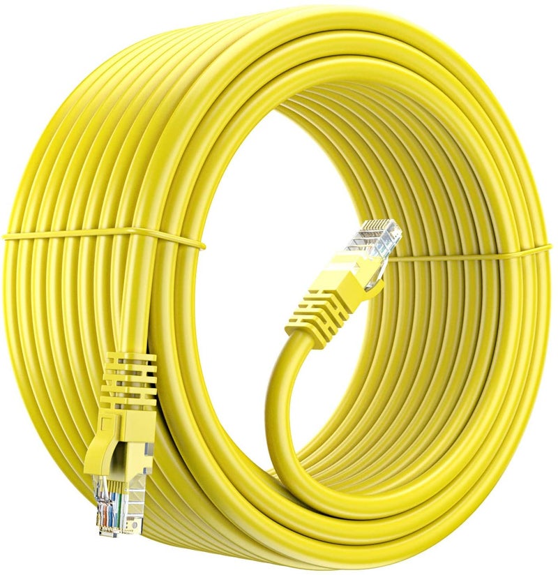 FEDUS كابل إيثرنت FEDUS Cat6، 30 متر سرعة عالية 550MHZ/10 جيجابت كابل UTP LAN، كابل شبكة كابل إنترنت RJ45 كابل LAN، كابل كمبيوتر جيجابت فئة 6 للموصل، جهاز التوجيه أصفر - Image 1