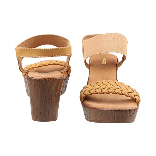 Mochi Women Beige Synthetic Leather Wegde Heel Sandal UK/6 EU/39 (34-42) - Image 5