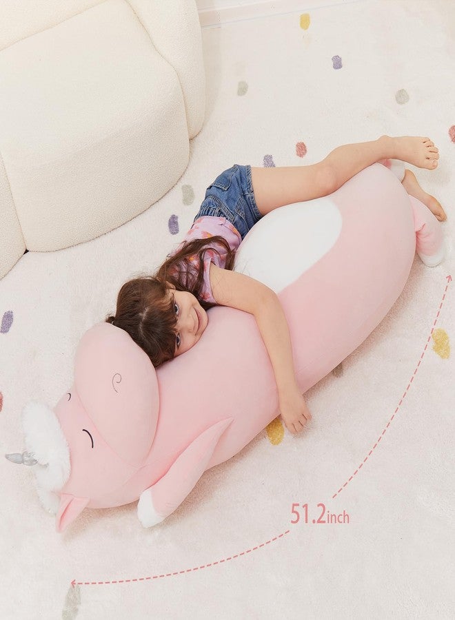 MorisMos Giant Plush Unicorn Body Pillow for Girl Boy, 4Ft Long, 51'' Large Stuffed Unicorn Pillow Plush Toy, Jumbo Pink Stuffed Animal, Soft Hugging Gifts for Kid Adult Christmas Birthday - Image 3