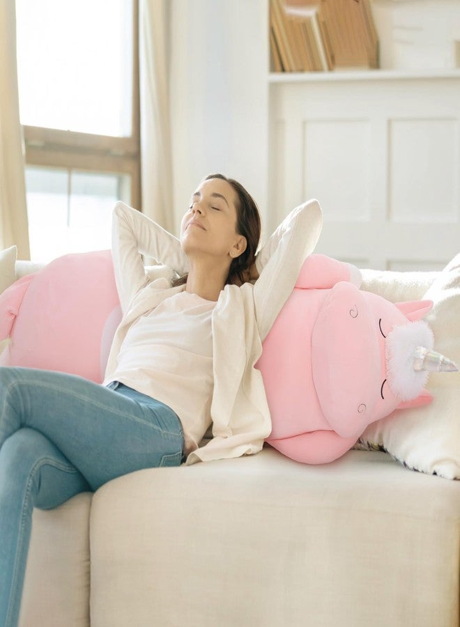 MorisMos Giant Plush Unicorn Body Pillow for Girl Boy, 4Ft Long, 51'' Large Stuffed Unicorn Pillow Plush Toy, Jumbo Pink Stuffed Animal, Soft Hugging Gifts for Kid Adult Christmas Birthday - Image 4