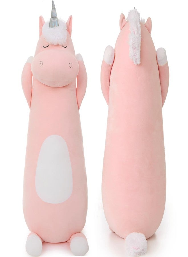 MorisMos Giant Plush Unicorn Body Pillow for Girl Boy, 4Ft Long, 51'' Large Stuffed Unicorn Pillow Plush Toy, Jumbo Pink Stuffed Animal, Soft Hugging Gifts for Kid Adult Christmas Birthday - Image 2