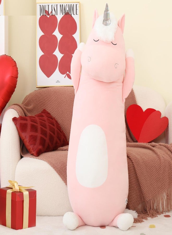 MorisMos Giant Plush Unicorn Body Pillow for Girl Boy, 4Ft Long, 51'' Large Stuffed Unicorn Pillow Plush Toy, Jumbo Pink Stuffed Animal, Soft Hugging Gifts for Kid Adult Christmas Birthday - Image 5