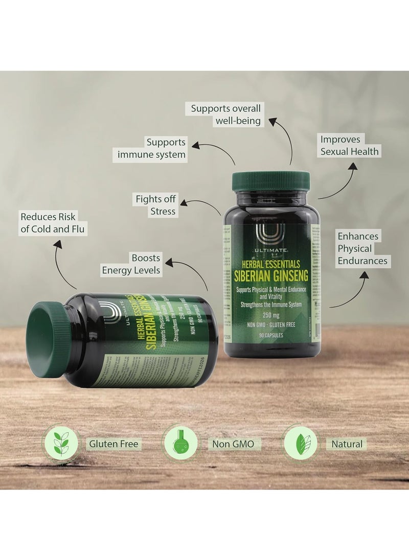 ألتيميت Ultimate Herbal Essentials الجينسنغ السيبيري، 250 ملغ، 90 كبسولة  - Image 2