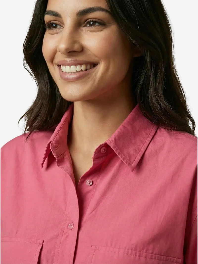 My Fashion Magenta Pink MY FASHION Cotton Poplin Crop Shirt for Women | Best Price UAE
