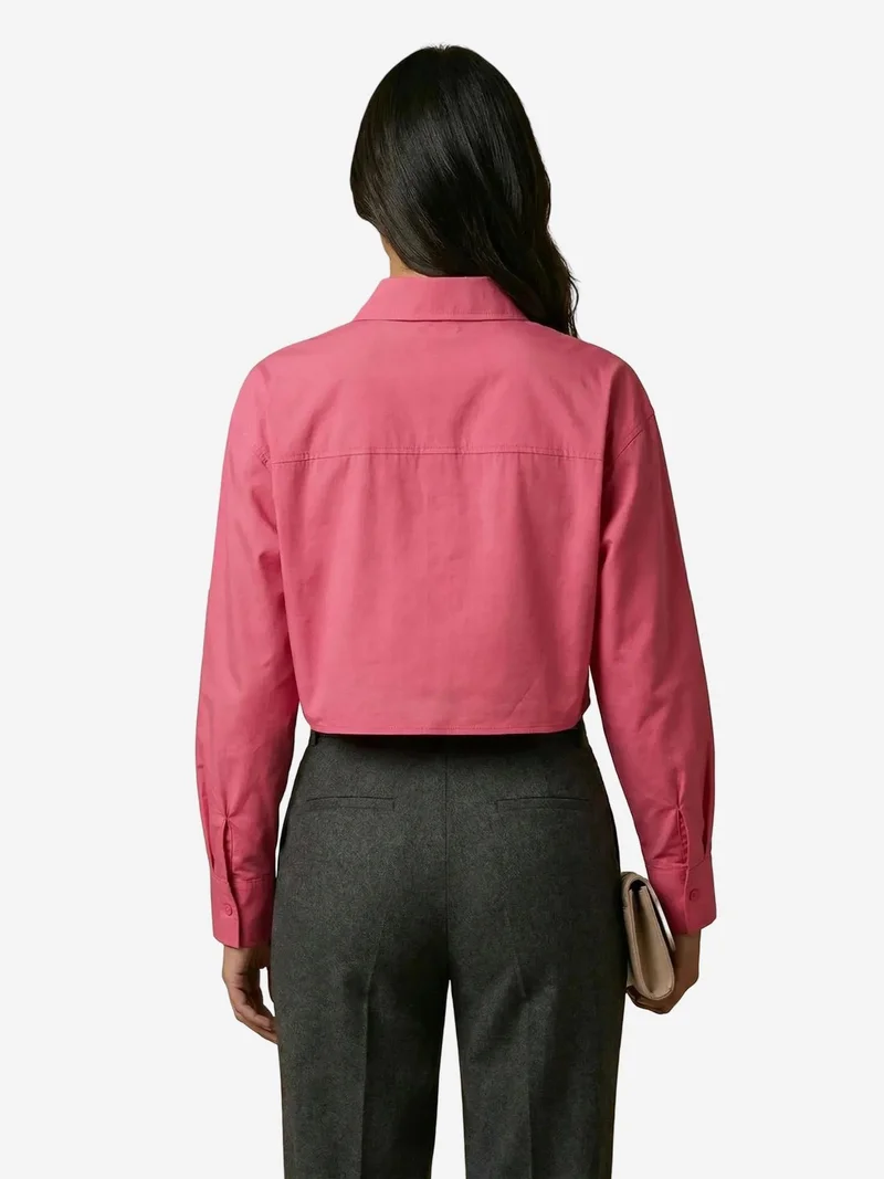 My Fashion Magenta Pink MY FASHION Cotton Poplin Crop Shirt for Women | Best Price UAE
