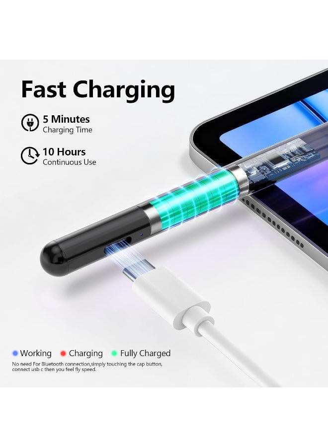جامجيك قلم JAMJAKE ستايلس، قلم نشط سريع الشحن، متوافق مع أجهزة Apple iPad Pro 11 بوصة/12.9 بوصة/M4، وiPad Air 3/4/5/M2، وiPad 6-10، وiPad Mini 5/6 (الجيل الخامس) - أسود (2018-2024) - Image 3