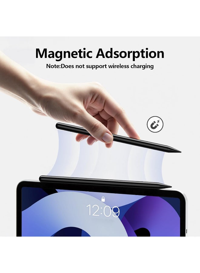 جامجيك قلم JAMJAKE ستايلس، قلم نشط سريع الشحن، متوافق مع أجهزة Apple iPad Pro 11 بوصة/12.9 بوصة/M4، وiPad Air 3/4/5/M2، وiPad 6-10، وiPad Mini 5/6 (الجيل الخامس) - أسود (2018-2024) - Image 4