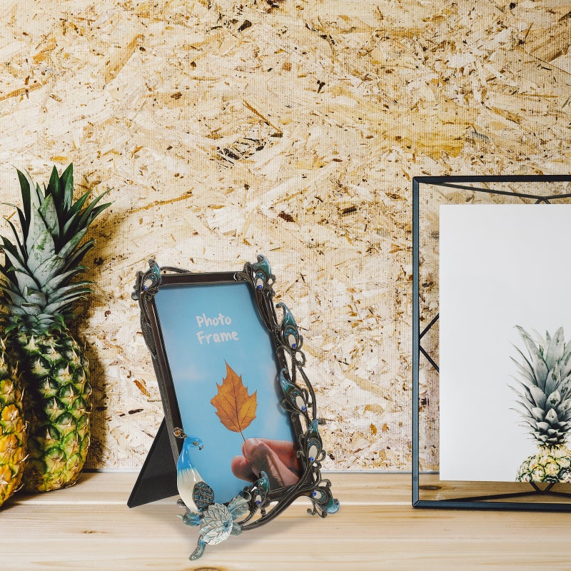 Vintage Peacock Designed Photo Frame Desktop Photo Frame Bedroom Picture Holder Retro Photo Holder - Image 5