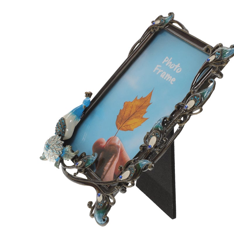 Vintage Peacock Designed Photo Frame Desktop Photo Frame Bedroom Picture Holder Retro Photo Holder - Image 1