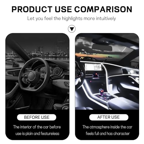 Ongfuwu Car LED Strip Light, 12V 48 LED Interior Atmosphere Lights Under Dash Ambient Night Light, Auto Interior Decorative Lamp with Cigarette Adapter Plug, SUV Car Accessories (White,USB) - Image 4