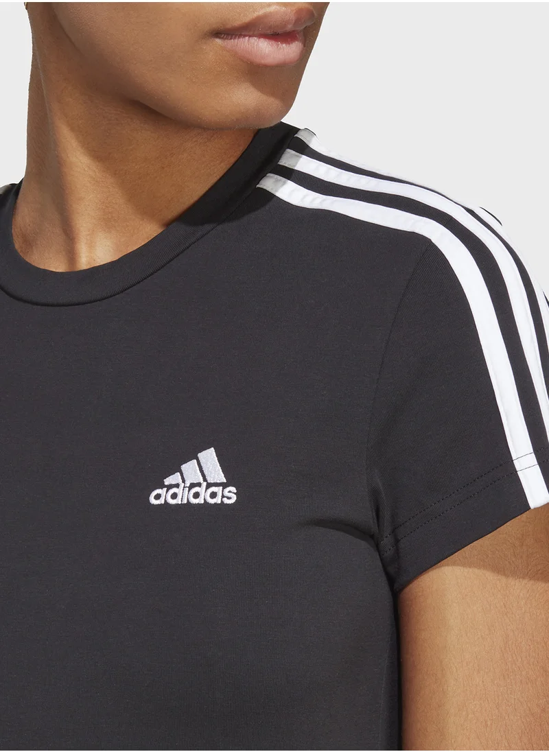 Adidas Essential 3 Stripe Fitted Dress