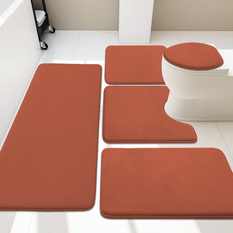 YIHOUSE Memory Foam Bath Mat Set Super Absorbent NonSlip  Washable Bath Mats  Dry Quickly Autumn Glaze Bathroom Rugs