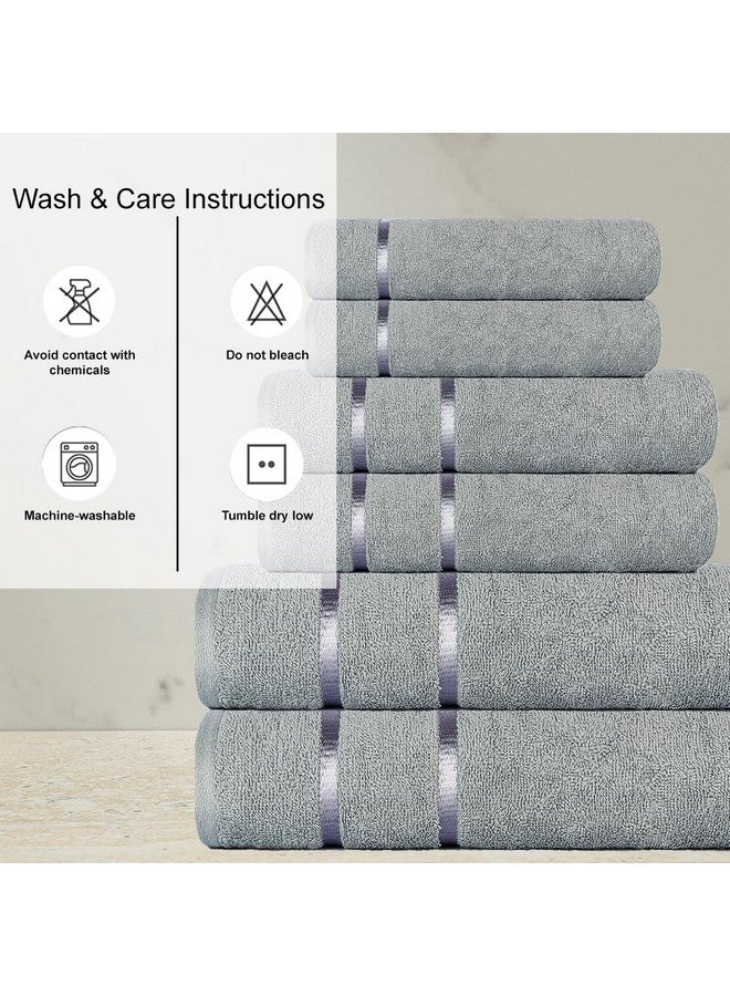 CASA COPENHAGEN Casa Copenhagen Eternal Collection 2.O, 100% Super Soft Cotton 6 Piece Towel Set, Includes 2 Bath Towels 2 Hand Towels 2 Washcloths - Mirage Grey  - Image 3