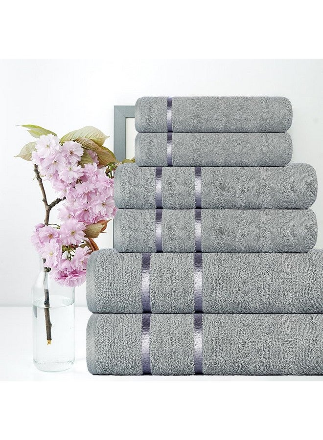 CASA COPENHAGEN Casa Copenhagen Eternal Collection 2.O, 100% Super Soft Cotton 6 Piece Towel Set, Includes 2 Bath Towels 2 Hand Towels 2 Washcloths - Mirage Grey  - Image 2