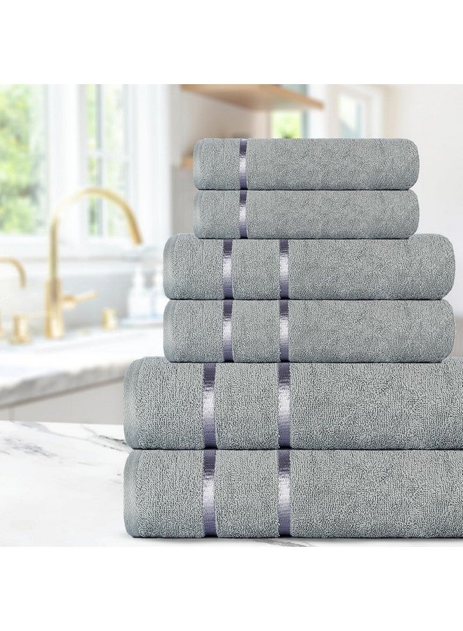 CASA COPENHAGEN Casa Copenhagen Eternal Collection 2.O, 100% Super Soft Cotton 6 Piece Towel Set, Includes 2 Bath Towels 2 Hand Towels 2 Washcloths - Mirage Grey  - Image 4