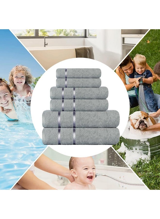 CASA COPENHAGEN Casa Copenhagen Eternal Collection 2.O, 100% Super Soft Cotton 6 Piece Towel Set, Includes 2 Bath Towels 2 Hand Towels 2 Washcloths - Mirage Grey  - Image 5