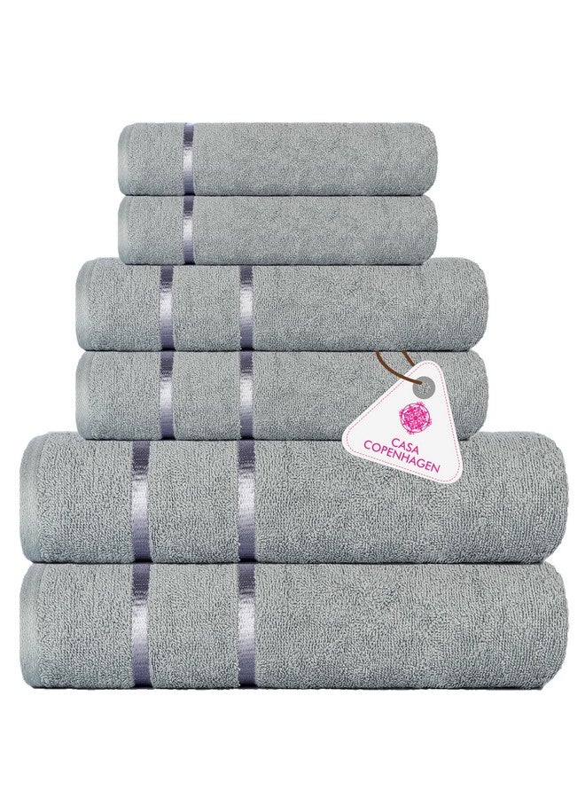 CASA COPENHAGEN Casa Copenhagen Eternal Collection 2.O, 100% Super Soft Cotton 6 Piece Towel Set, Includes 2 Bath Towels 2 Hand Towels 2 Washcloths - Mirage Grey  - Image 1