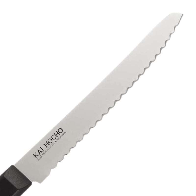 KAI سكين كاي هوشو المميزة لخبز المطبخ لتقطيع الكعك والخبز والمعجنات من الفولاذ المقاوم للصدأ باللونين الأسود والفضي - Image 4