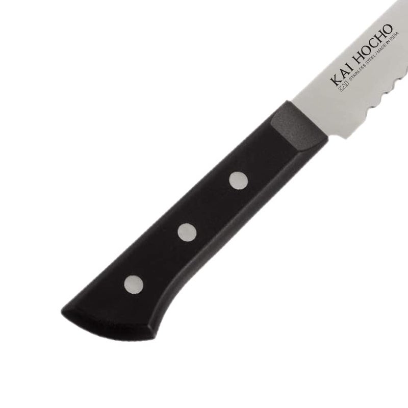 KAI سكين كاي هوشو المميزة لخبز المطبخ لتقطيع الكعك والخبز والمعجنات من الفولاذ المقاوم للصدأ باللونين الأسود والفضي - Image 5