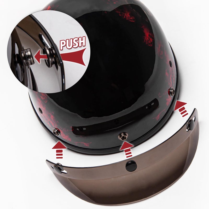 Cartman Cruiser Scooter Motorcycle Half Face Helmet, Red Skull USA Graphics, DOT Approved for Bike Scooter ATV UTV Chopper Medium - Image 3