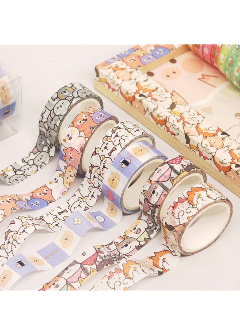 ماركة غير محددة 18 Rolls Washi Tape Set Kawaii Animals Decorative Masking Tape Colored Masking Tape Decorative Tape Craft Supplies for DIY  - Image 4