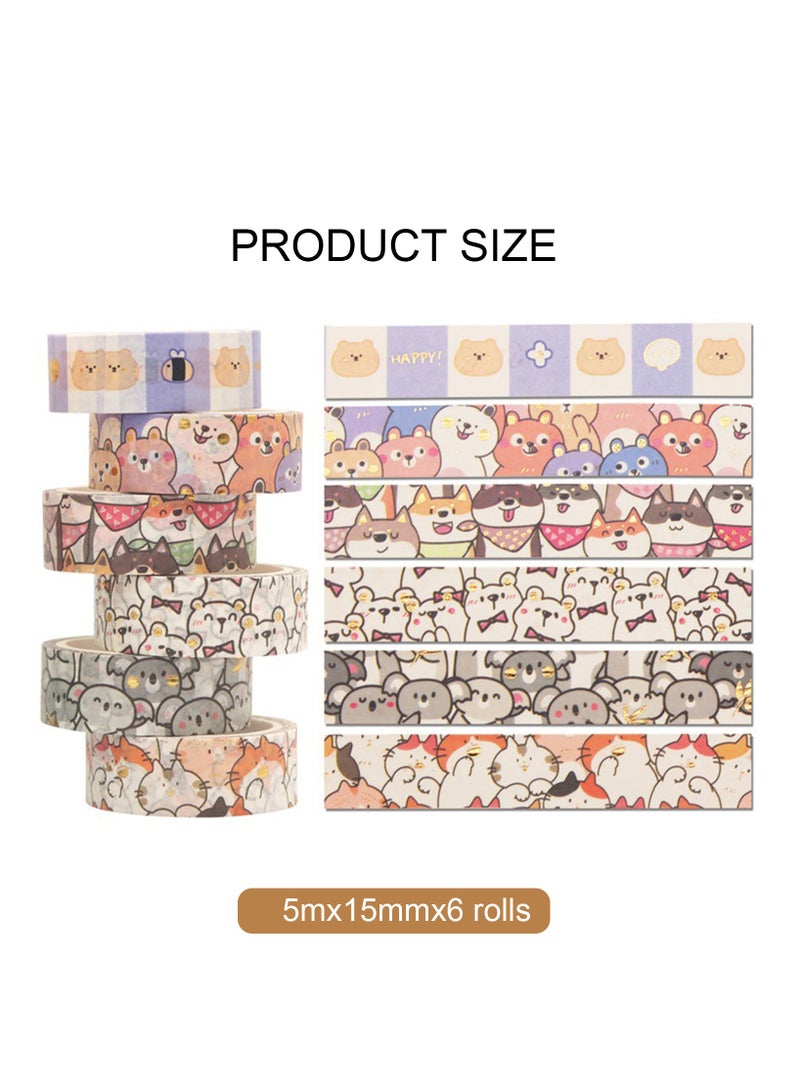 ماركة غير محددة 18 Rolls Washi Tape Set Kawaii Animals Decorative Masking Tape Colored Masking Tape Decorative Tape Craft Supplies for DIY  - Image 3