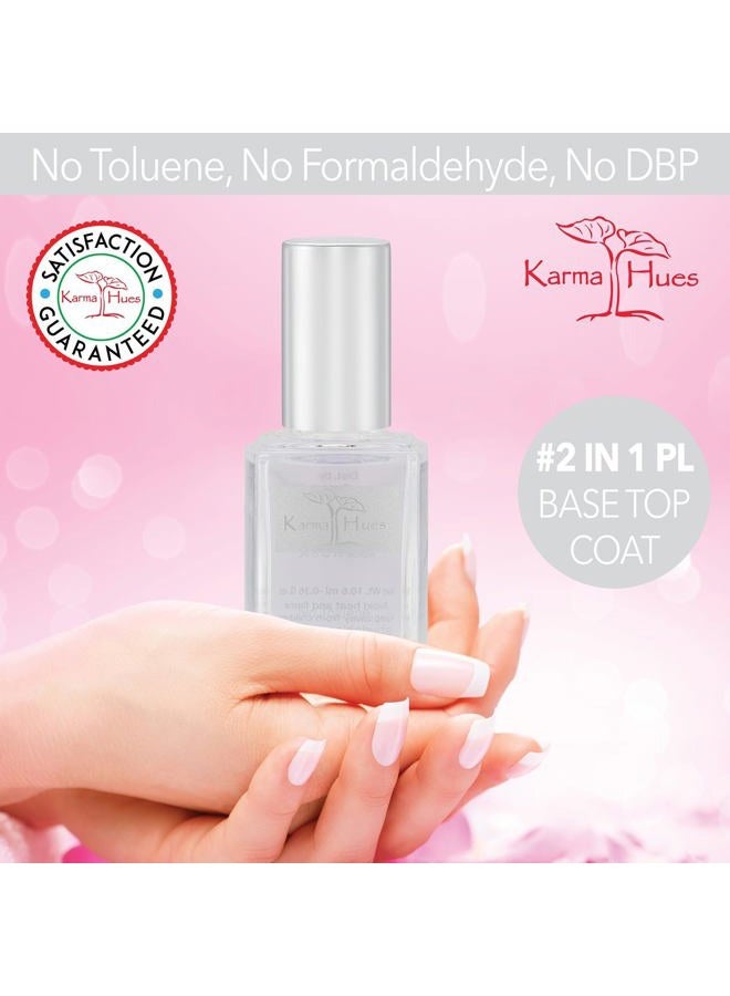 karma organic طلاء أظافر أساسي وعلوي 2 في 1، مسحوق غمس ومُنشط قاعدة بوليجل، طلاء أظافر شفاف يدوم طويلاً، مقوي أظافر - (0.43 أونصة سائلة) - Image 4
