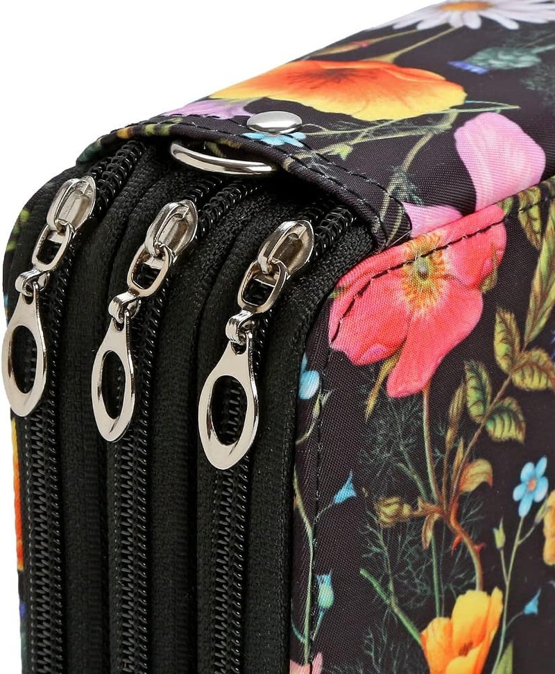 Lbxgap Portable Colored Printing Pattern Morning glory and Daisy Pencil Case 72 Slots Pencil Bag Organizer with Zipper for Watercolor Pens or Markers, Pencil Case Organizer for Artist - Image 5