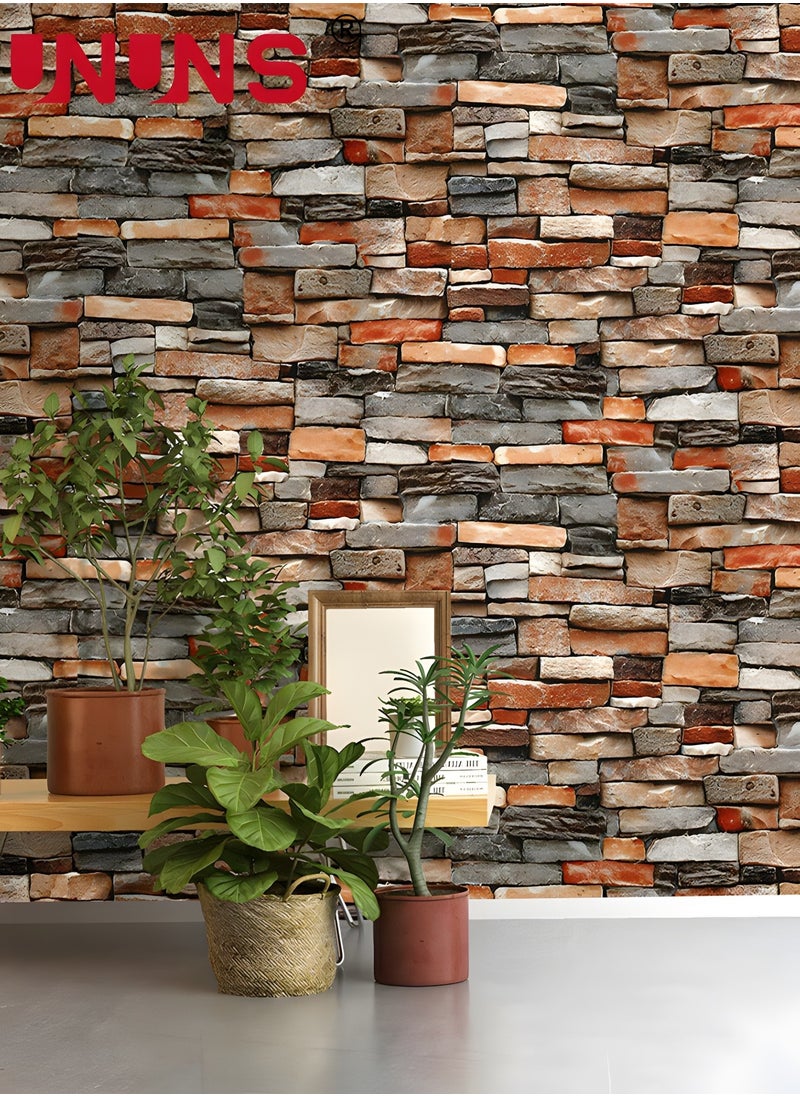 UNUNS 3D Self-Adhesive Wallpaper,Faux Stone Peel And Stick Wallpaper,Water Proof Spillage Proof,PVC Wallpaper For House Decoration 45cm x 10m  - Image 1