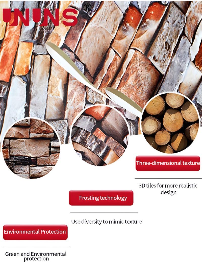 UNUNS 3D Self-Adhesive Wallpaper,Faux Stone Peel And Stick Wallpaper,Water Proof Spillage Proof,PVC Wallpaper For House Decoration 45cm x 10m  - Image 5