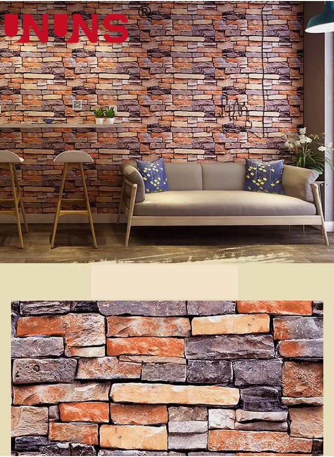 UNUNS 3D Self-Adhesive Wallpaper,Faux Stone Peel And Stick Wallpaper,Water Proof Spillage Proof,PVC Wallpaper For House Decoration 45cm x 10m  - Image 2