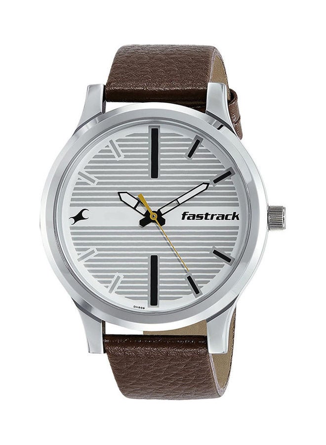 fastrack Men FUNDAMENTALS WHITE DIAL LEATHER STRAP WATCH - Image 1