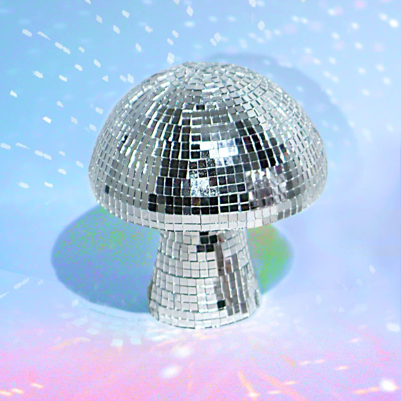 FunisFun Mushroom Disco Ball  Silver Mirror Glitter Disco Ball Lights for Party Room Table Decor Art Decorations 32 X 4 in