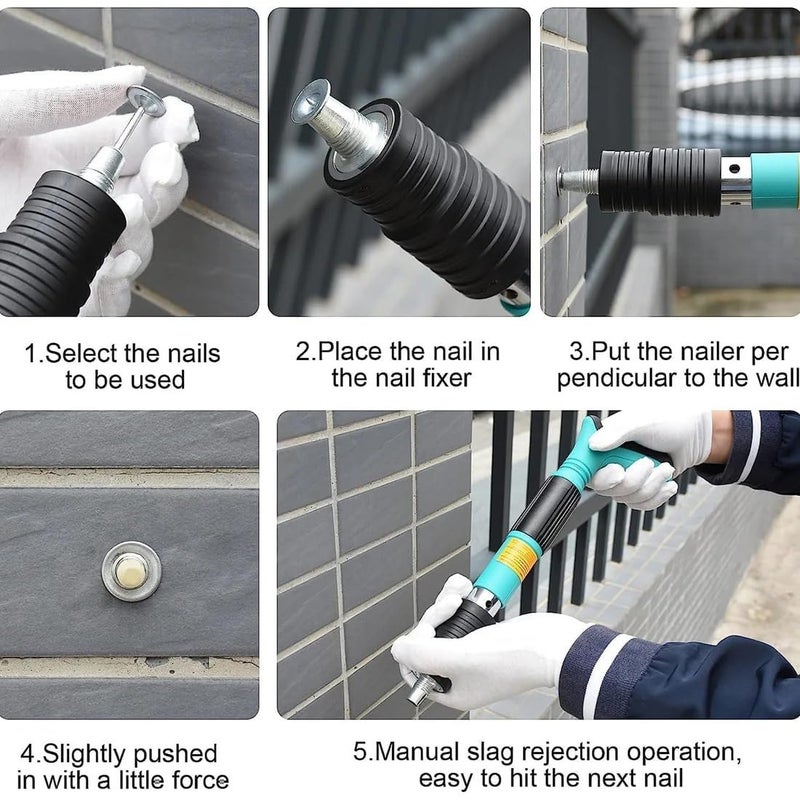 Manual Steel Nail Gun for Wall Cement Mini Portable Nail Fastening Tool with 10 Nails Handheld Concrete Woodworking Nail Shooter Lightweight DIY Mounting Tool 1 Set  - Image 3