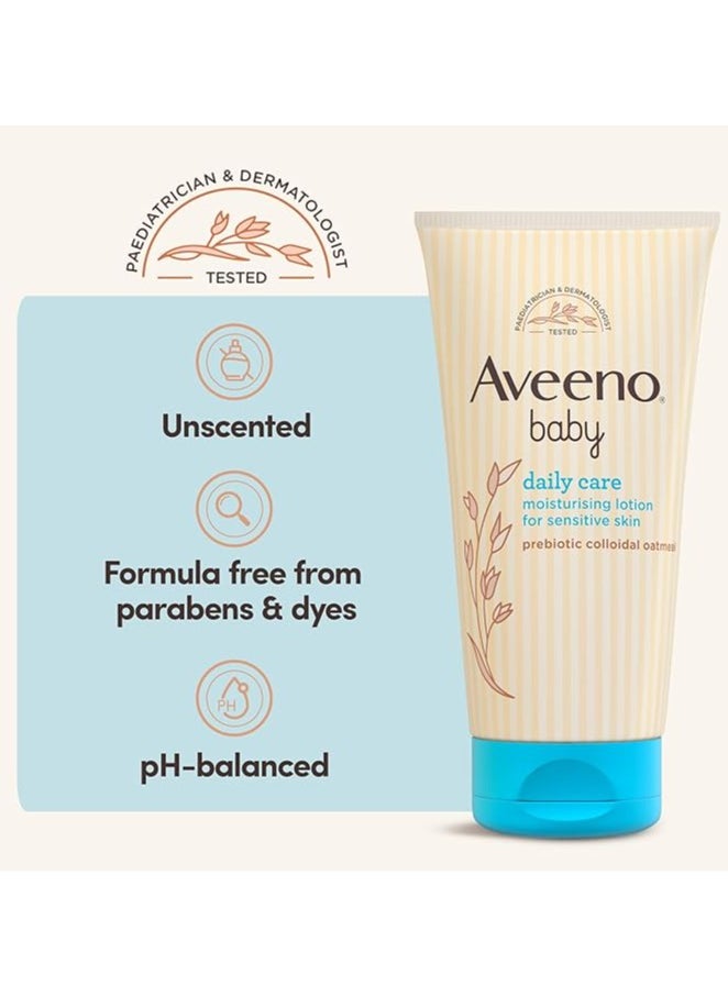 Aveeno Baby Aveeno Baby Daily Care 24 Hours Moisturising Lotion for Sensitive Skin with Prebiotic Colloidal Oatmeal,  150ml  - Image 2