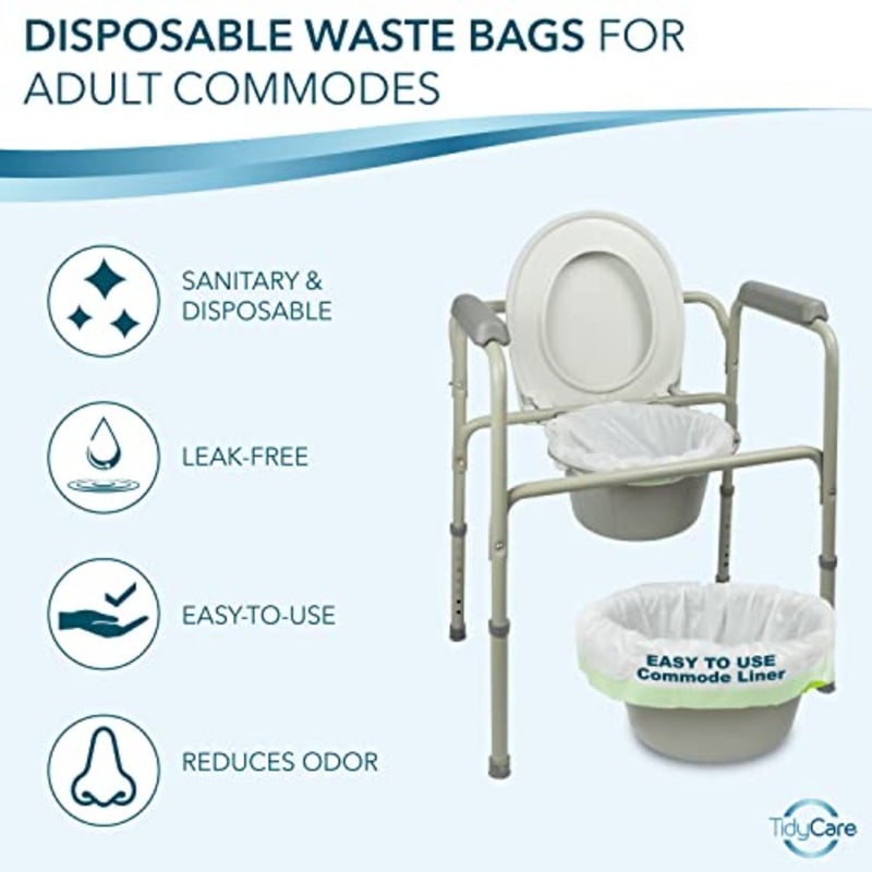TidyCare Bedside Commode Liners for Portable Toilet Chair Bucket and Bedpan Value Pack of 48 Disposable Waste Bags for Adults in Medical Care Universal Fit Portable Toilet Liners - Image 2