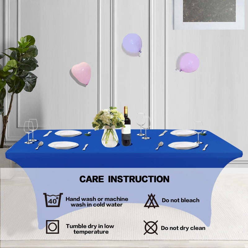 IVAPUPU 6FT Table Cloth for Rectangular Fitted Events Stretch Royal Blue Table Covers Washable Table Cover Spandex Tablecloth Table Protector for Party  Wedding  Cocktail  Banquet  Festival - Image 5