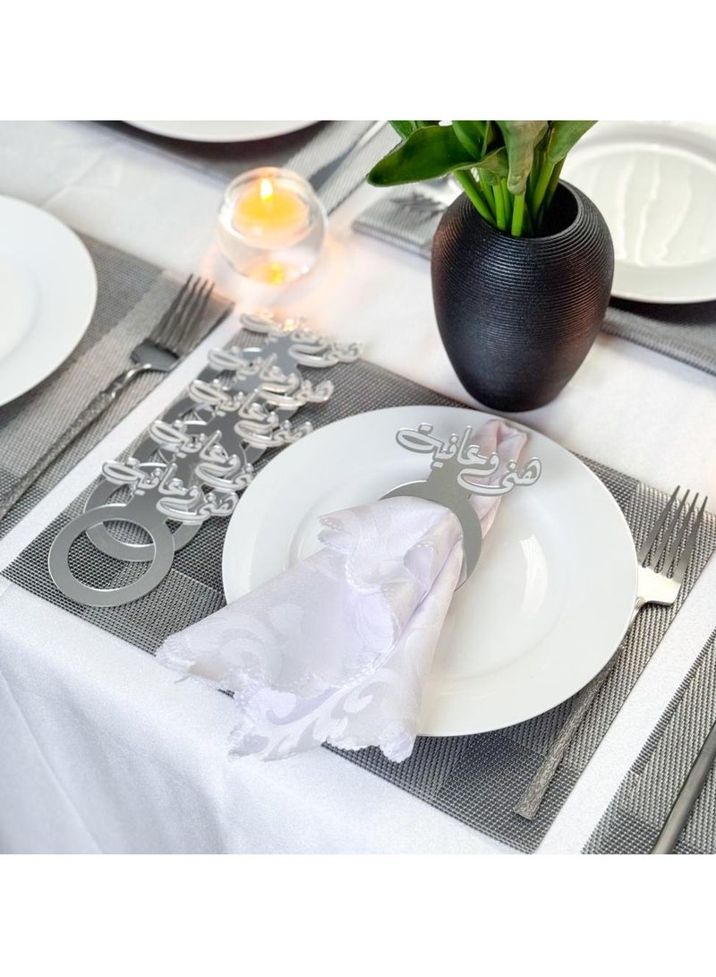 حكاية شمعة 6 مسكات مناديل ومفارش بعبارة هني وعافية فضي