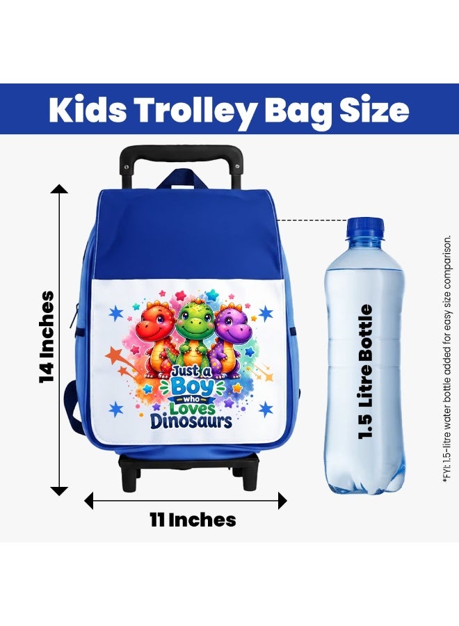 PRINTSHOP4ME Boys Dino Adventure Trolley Bag For Kids | Dinosaur Rolling Backpack With Wheels | Adjustable Handle School Travel Bag | Lightweight Carry Backpack - Image 2